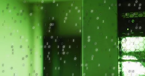 Image of data processing over server room Foto stock