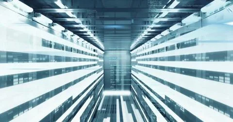 Image of data processing over server room Stock Photos