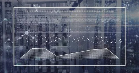 Image of data processing over server room Foto stock