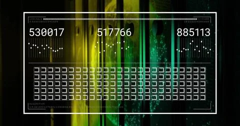 Image of data processing over server room 스톡 사진