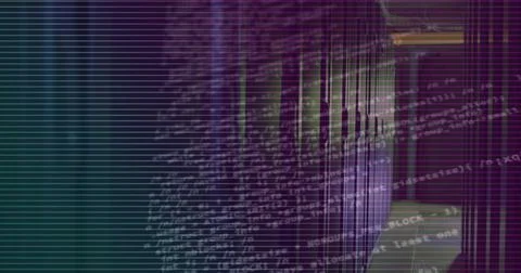 Image of data processing over server room Stock Photos