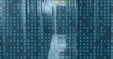 Image of data processing over server room Stock Photos