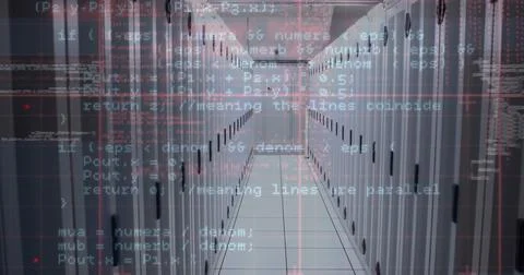 Image of data processing over server room Stock Photos