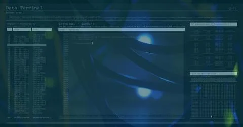 Image of data processing over server room Stock Photos
