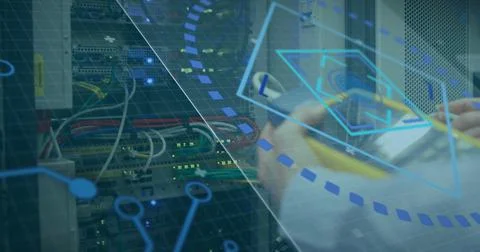 Image of data processing over servers 스톡 일러스트