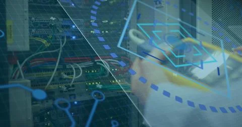 Image of data processing over servers 스톡 일러스트