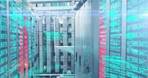 Image of data processing over servers Stock Illustration