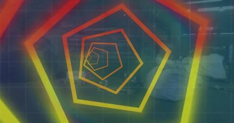 Image of data processing over shapes Stockillustratie