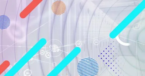 Image of data processing over shapes Stockillustratie