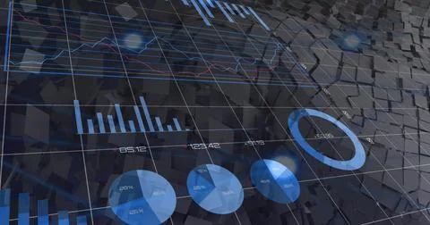 Image of data processing over shapes Stock Photos