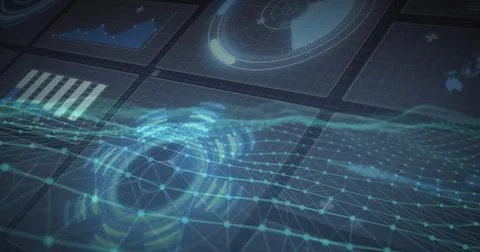 Image of data processing over shapes Stock Photos