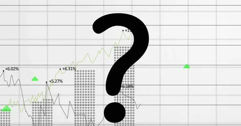 Image of data processing over shapes and question mark Stock Photos