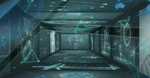 Image of data processing over shapes 写真素材