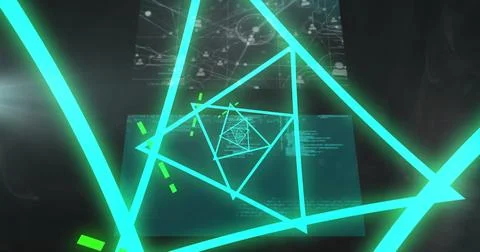Image of data processing over shapes Stockfoto's