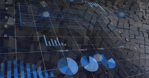 Image of data processing over squares 스톡 일러스트