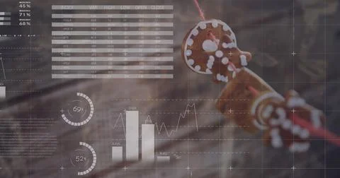 Image of data processing over sweets Ilustração Stock