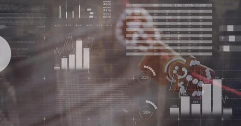 Image of data processing over sweets Ilustração Stock