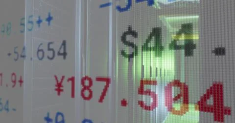 Image of data processing over tech room with computer servers Stock Photos