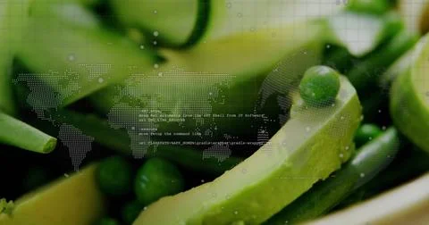 Image of data processing over vegetables Foto stock