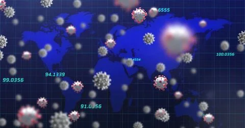 Image of data processing over virus cells 스톡 일러스트