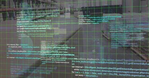 Image of data processing over warehouse Foto stock