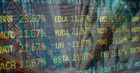 Image of data processing over warehouse 스톡 사진