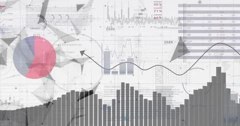 Image of data processing over white background Illustrazione stock