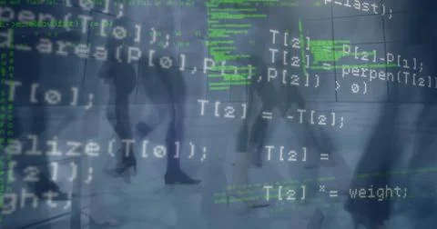 Image of data processing over wind turbine and binary coding Stock Photos