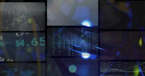 Image of data processing over wires in server room Illustrazione stock