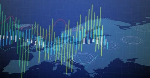 Image of data processing over world map Stock Illustration