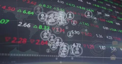 Image of data processing over world map Ilustração Stock