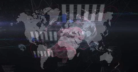 Image of data processing over world map Stock Illustration