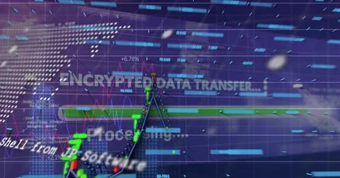Image of data processing over world map on black background Ilustração Stock