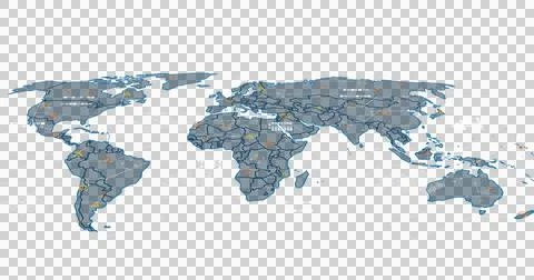Image of data processing over world map on transparent background Stock Illustration