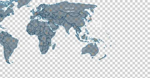 Image of data processing over world map on transparent background Stockillustratie