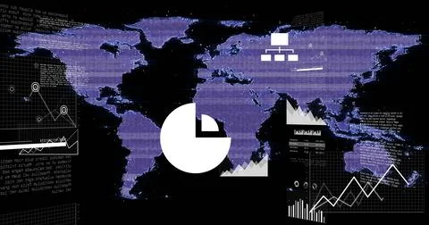 Image of data processing over world map Stock Illustration