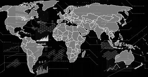 Image of data processing over world map イラスト素材