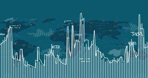 Image of data processing over world map Illustrazione stock
