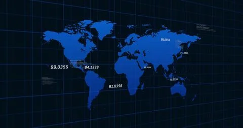 Image of data processing over world map 스톡 일러스트