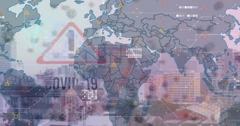 Image of data processing over world map Stock Illustration