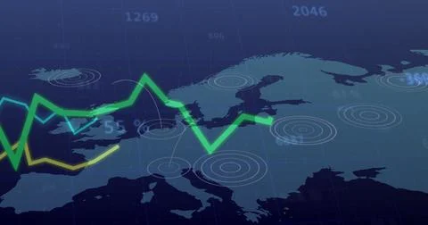 Image of data processing over world map Stock Photos