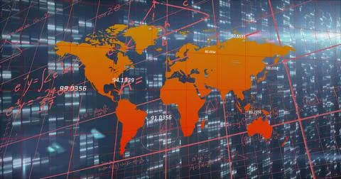 Image of data processing over world map Stock Photos