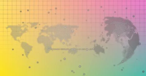 Image of data processing over world map and globe Stock Photos