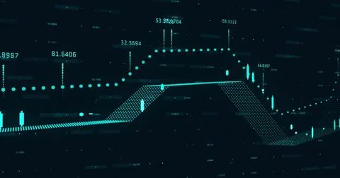 Image of data processing over world map on black background Foto stock