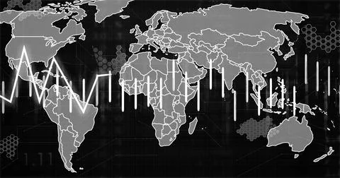 Image of data processing over world map Stock Photos