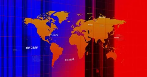 Image of data processing over world map Stock Photos