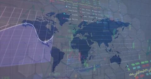 Image of data processing over world map Stock Photos