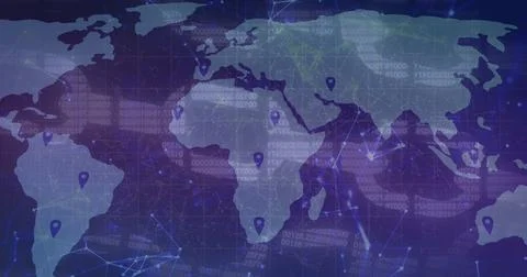 Image of data processing over world map Stock Photos