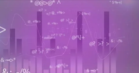 Image of data processing on purple background 스톡 사진
