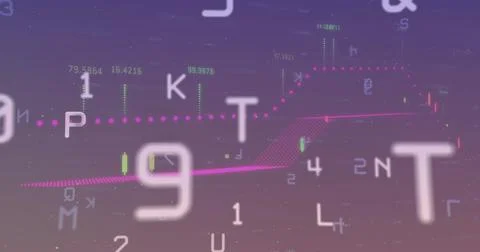 Image of data processing on purple background Stock Photos